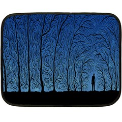 Forest Tree Night Blue Black Man Fleece Blanket (mini)