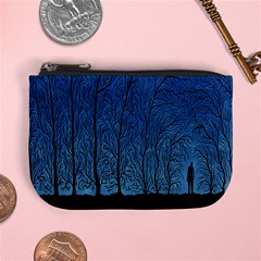 Forest Tree Night Blue Black Man Mini Coin Purses