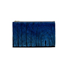 Forest Tree Night Blue Black Man Cosmetic Bag (small) 