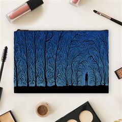 Forest Tree Night Blue Black Man Cosmetic Bag (large) 