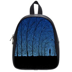 Forest Tree Night Blue Black Man School Bag (small)