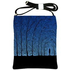 Forest Tree Night Blue Black Man Shoulder Sling Bags by Mariart