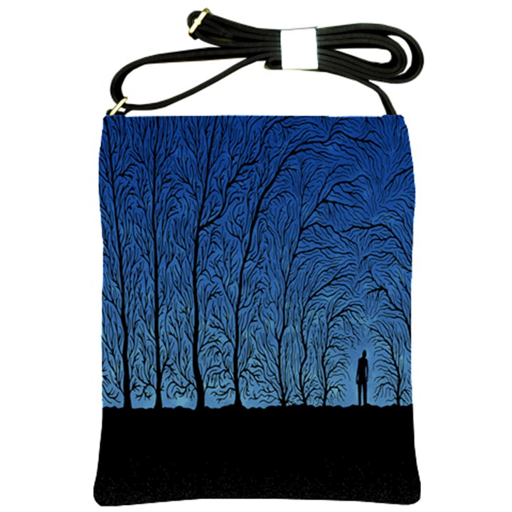 Forest Tree Night Blue Black Man Shoulder Sling Bags