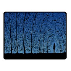 Forest Tree Night Blue Black Man Fleece Blanket (small)