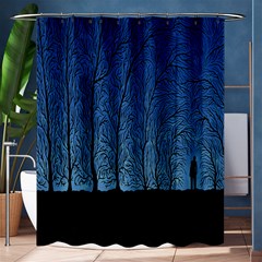 Forest Tree Night Blue Black Man Shower Curtain 60  X 72  (medium)  by Mariart