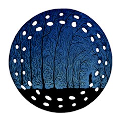 Forest Tree Night Blue Black Man Ornament (round Filigree) by Mariart