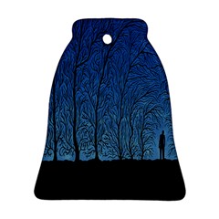 Forest Tree Night Blue Black Man Bell Ornament (two Sides)