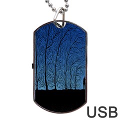 Forest Tree Night Blue Black Man Dog Tag Usb Flash (two Sides) by Mariart