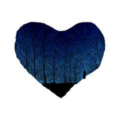 Forest Tree Night Blue Black Man Standard 16  Premium Heart Shape Cushions by Mariart