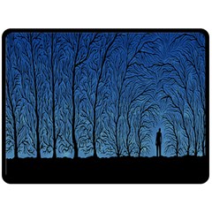 Forest Tree Night Blue Black Man Double Sided Fleece Blanket (large)  by Mariart