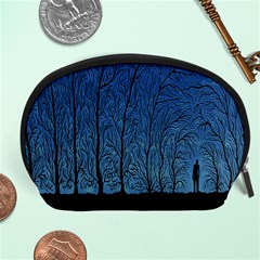 Forest Tree Night Blue Black Man Accessory Pouches (large)  by Mariart