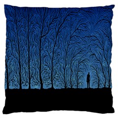 Forest Tree Night Blue Black Man Large Flano Cushion Case (one Side) by Mariart