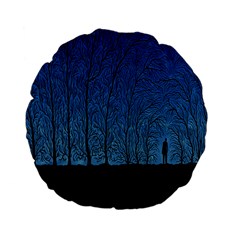 Forest Tree Night Blue Black Man Standard 15  Premium Flano Round Cushions