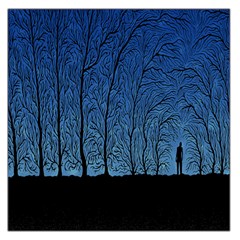 Forest Tree Night Blue Black Man Large Satin Scarf (square) by Mariart