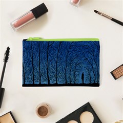 Forest Tree Night Blue Black Man Cosmetic Bag (xs)