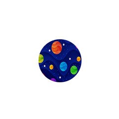 Planet Space Moon Galaxy Sky Blue Polka 1  Mini Magnets by Mariart