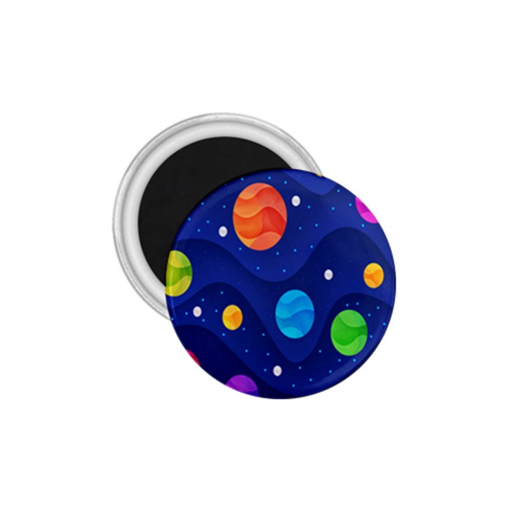 Planet Space Moon Galaxy Sky Blue Polka 1.75  Magnets