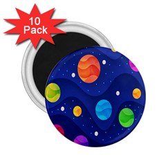 Planet Space Moon Galaxy Sky Blue Polka 2 25  Magnets (10 Pack)  by Mariart