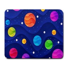 Planet Space Moon Galaxy Sky Blue Polka Large Mousepads by Mariart