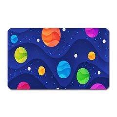 Planet Space Moon Galaxy Sky Blue Polka Magnet (rectangular) by Mariart