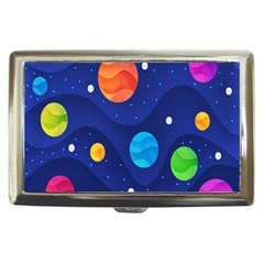 Planet Space Moon Galaxy Sky Blue Polka Cigarette Money Cases by Mariart