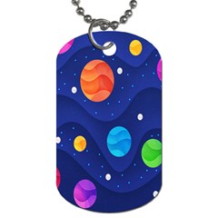 Planet Space Moon Galaxy Sky Blue Polka Dog Tag (two Sides) by Mariart