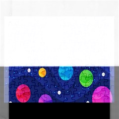 Planet Space Moon Galaxy Sky Blue Polka Rectangular Jigsaw Puzzl by Mariart