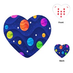 Planet Space Moon Galaxy Sky Blue Polka Playing Cards (heart)  by Mariart