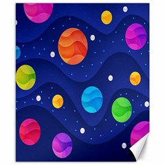 Planet Space Moon Galaxy Sky Blue Polka Canvas 8  X 10  by Mariart