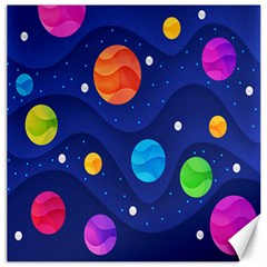 Planet Space Moon Galaxy Sky Blue Polka Canvas 12  X 12   by Mariart