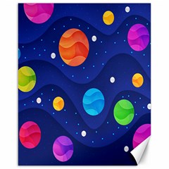 Planet Space Moon Galaxy Sky Blue Polka Canvas 16  X 20   by Mariart