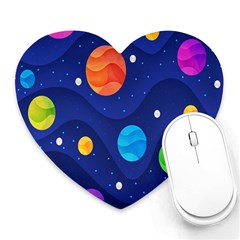 Planet Space Moon Galaxy Sky Blue Polka Heart Mousepads by Mariart