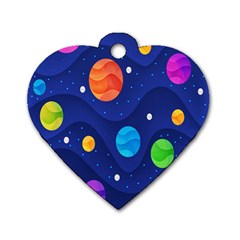 Planet Space Moon Galaxy Sky Blue Polka Dog Tag Heart (two Sides)