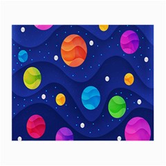 Planet Space Moon Galaxy Sky Blue Polka Small Glasses Cloth (2-side)