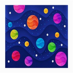 Planet Space Moon Galaxy Sky Blue Polka Medium Glasses Cloth (2-side)