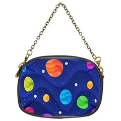 Planet Space Moon Galaxy Sky Blue Polka Chain Purses (one Side)  by Mariart