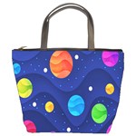 Planet Space Moon Galaxy Sky Blue Polka Bucket Bags Front