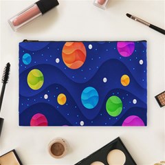 Planet Space Moon Galaxy Sky Blue Polka Cosmetic Bag (large)  by Mariart