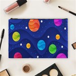 Planet Space Moon Galaxy Sky Blue Polka Cosmetic Bag (Large)  Front