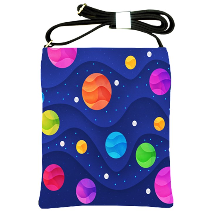 Planet Space Moon Galaxy Sky Blue Polka Shoulder Sling Bags