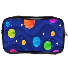 Planet Space Moon Galaxy Sky Blue Polka Toiletries Bags 2-side by Mariart