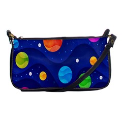 Planet Space Moon Galaxy Sky Blue Polka Shoulder Clutch Bags by Mariart