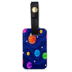 Planet Space Moon Galaxy Sky Blue Polka Luggage Tags (one Side) 