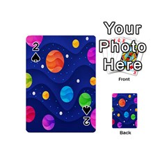 Planet Space Moon Galaxy Sky Blue Polka Playing Cards 54 (mini)  by Mariart