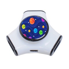 Planet Space Moon Galaxy Sky Blue Polka 3-port Usb Hub by Mariart