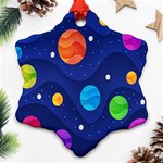 Planet Space Moon Galaxy Sky Blue Polka Ornament (Snowflake) Front