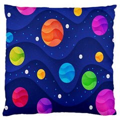 Planet Space Moon Galaxy Sky Blue Polka Large Cushion Case (two Sides) by Mariart