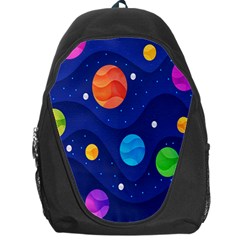 Planet Space Moon Galaxy Sky Blue Polka Backpack Bag by Mariart