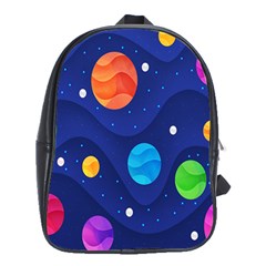 Planet Space Moon Galaxy Sky Blue Polka School Bag (xl) by Mariart