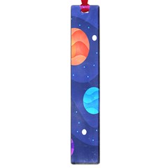 Planet Space Moon Galaxy Sky Blue Polka Large Book Marks by Mariart